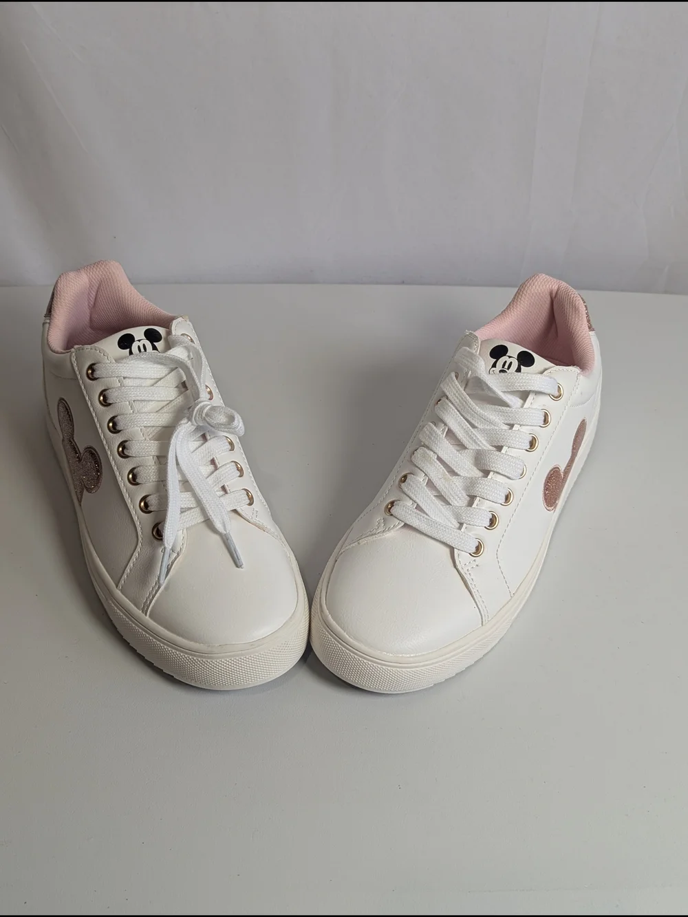 Disney Mickey Mouse Rose Gold Glitter Sneakers Women’s Size 9 | New Without Box